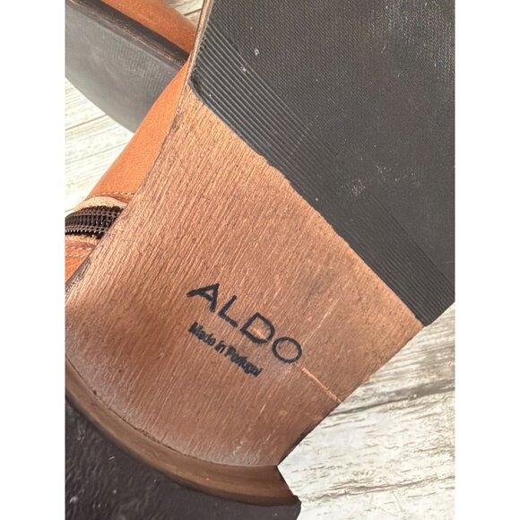 ALDO Men’s Brown Leather Ankle Boots Sz 12 Harness Buckle Zip Pre-owned Portugal - Picture 12 of 16